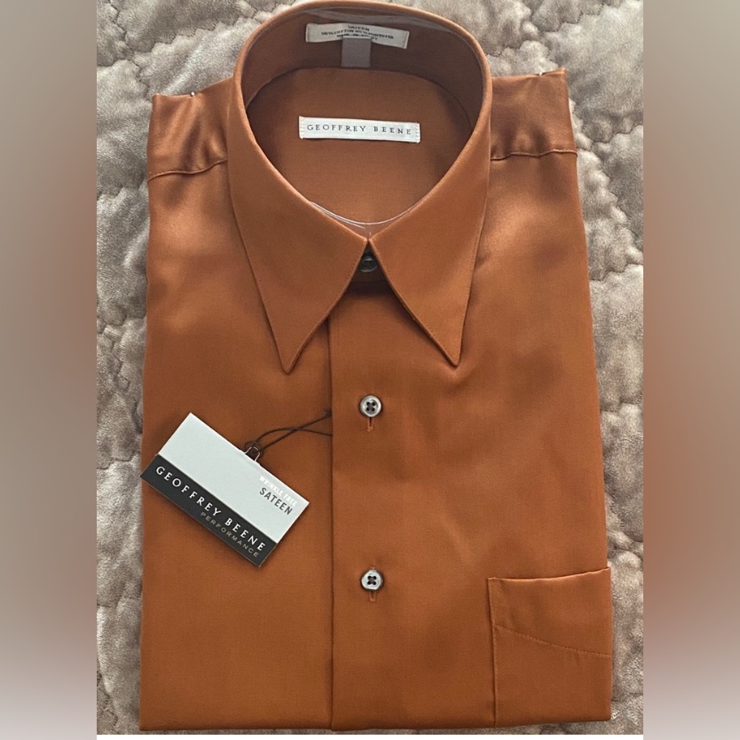Brand New Wrinkle Free Geoffrey Beene Mens Copper Dress Shirt